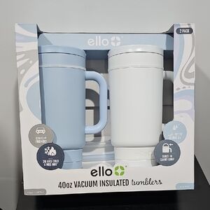 Ello Blue and White Vacuum Insulated Tumblers - 2 Pack